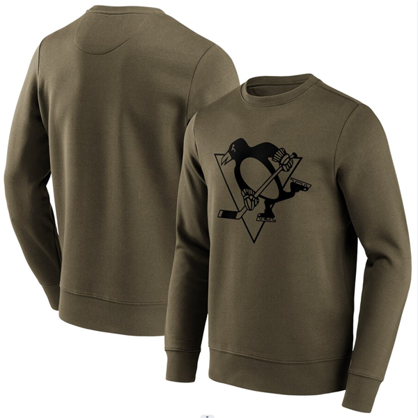 Men's Pittsburgh Penguins Khaki Iconic Preferred Logo Graphic Crew Sweatshirt Men's Pittsburgh Penguins Khaki Iconic Preferred Logo Graphic Crew Sweatshirt